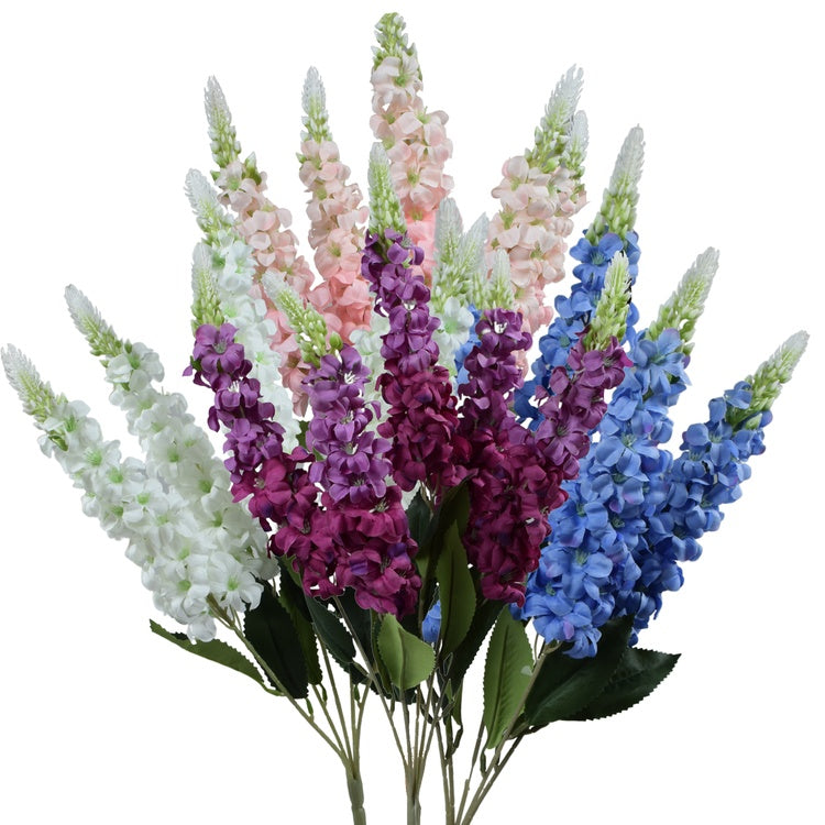 Delphinium tekokukkakimppu satunnainen väri 53 cm - Tekokukat