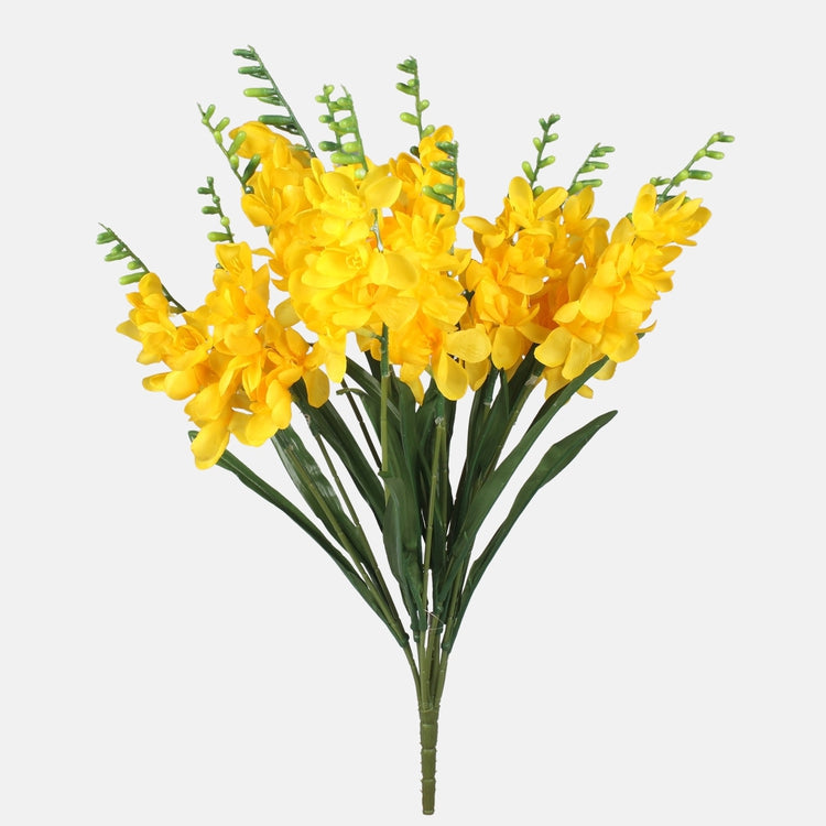 Keltainen freesia tekokukkakimppu 60 cm - Tekokukat