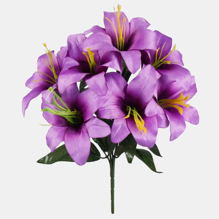 Liilanvärinen lilja tekokukkakimppu 37 cm - Tekokukat