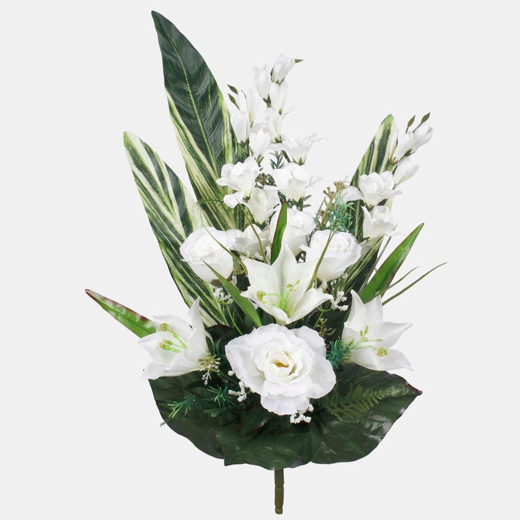 Kermanvärinen ruusu-lilja-gladiolus tekokukkakimppu 68 cm - Tekokukat