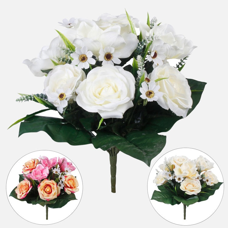 Ruusu-magnolia tekokimppu satunnainen väri 48 cm - Tekokukat
