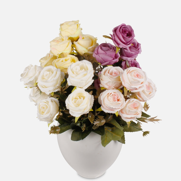 Roosikimp 6 õit juhuslikku värvi - Kunstlilled