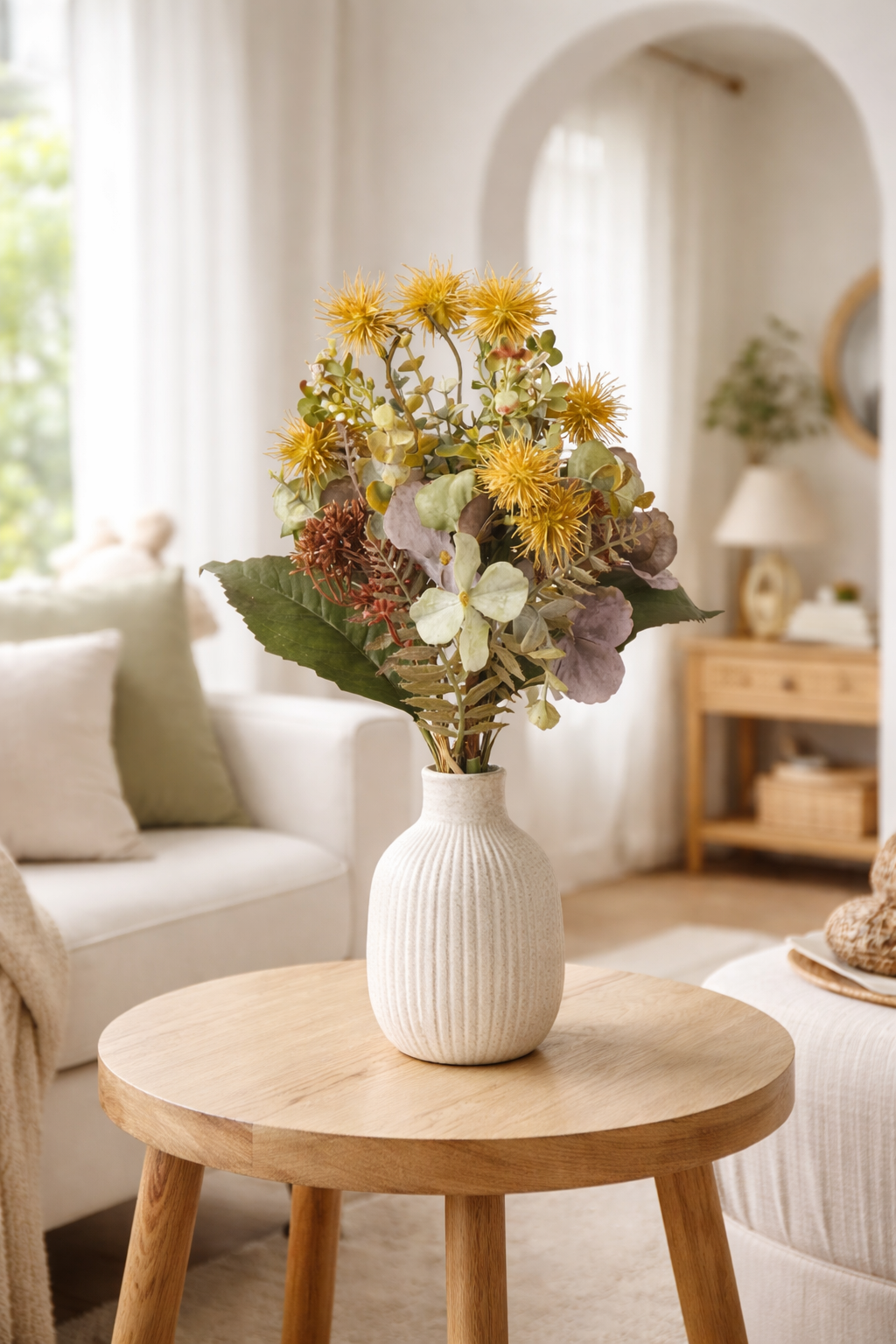Hortensia tekokukkakimppu liilanvihreä 39 cm - Tekokukat