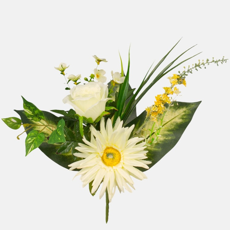 Tummankermanvärinen gerbera-ruusu tekokukkakimppu 39 cm - Tekokukat