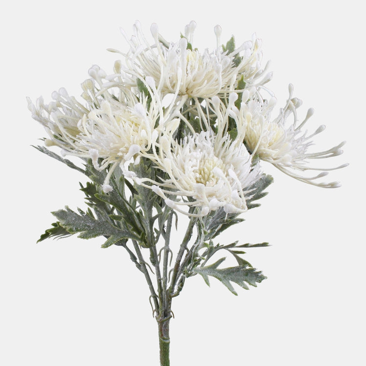 Valkoinen protea tekokukkakimppu 32 cm - Tekokukat