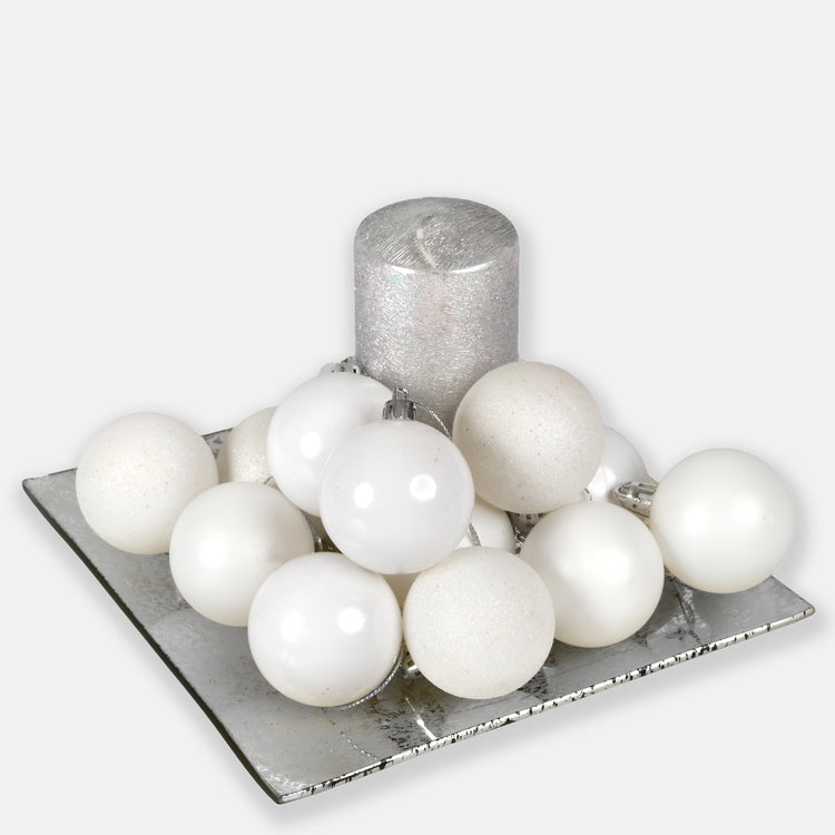 Valkoiset joulupallot 5 cm 12 kpl - Tekokukat