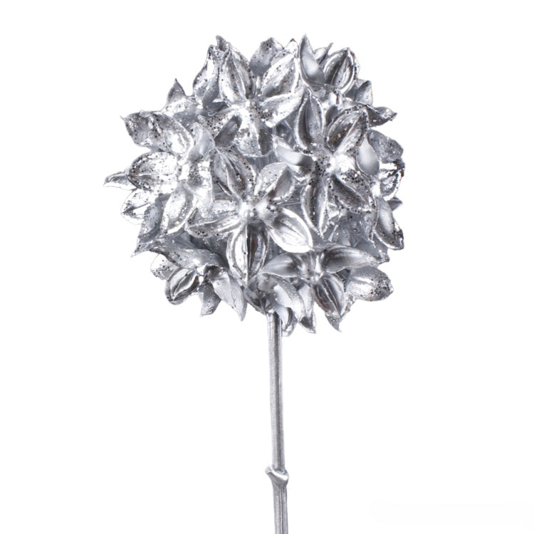 Hõbedase värvi metallist lillevars 65 cm - Kunstlilled