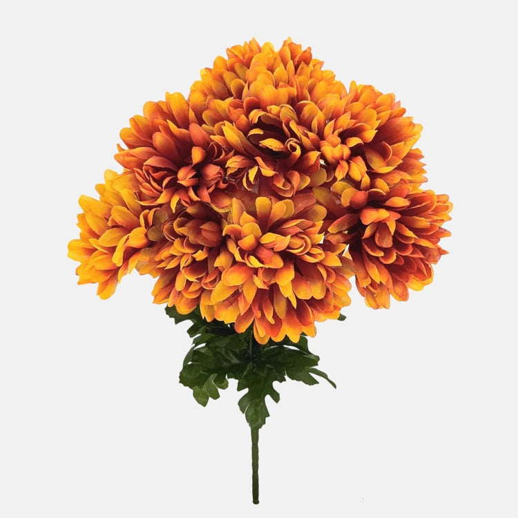 Krüsanteem kunstlillekimp oranžikaskollane 42 cm - Kunstlilled