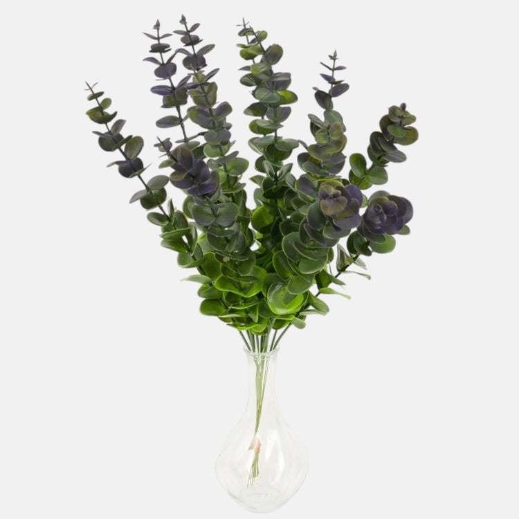 Eukalyptus tekokasvin oksa vihreä-violetti 48 cm - Tekokukat