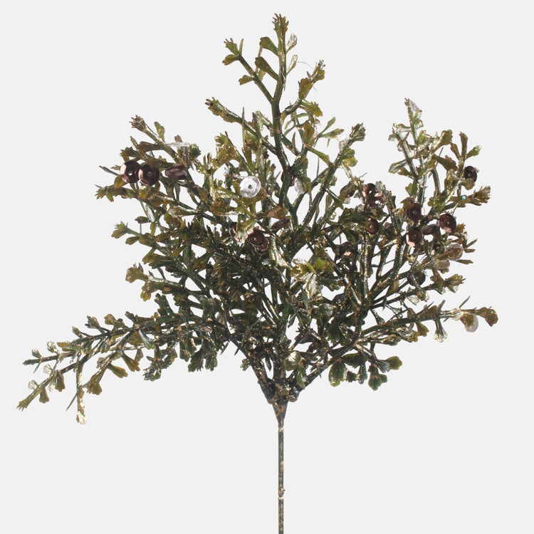 Jouluinen koristeoksa paljeteilla vihreä-kultainen 27 cm - Tekokukat