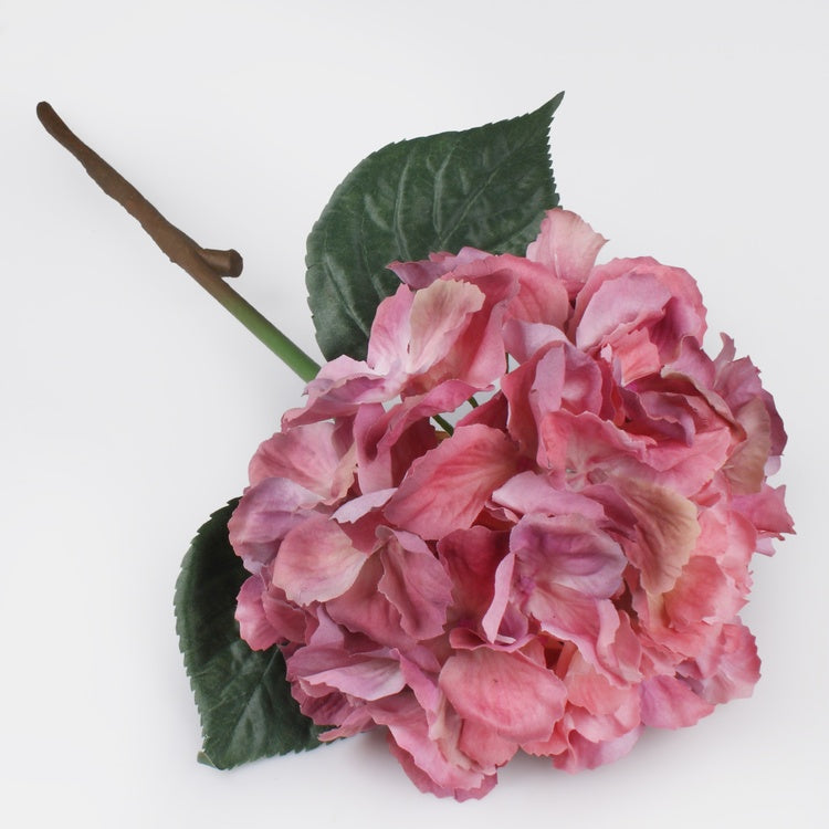 Malva värvi hortensia kunstlill kummipinnaga 60 cm - Kunstlilled
