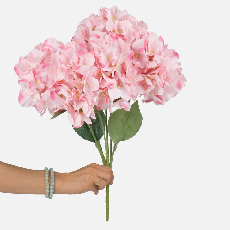 Vaaleanpunainen hortensia tekokukkakimppu 50 cm - Tekokukat