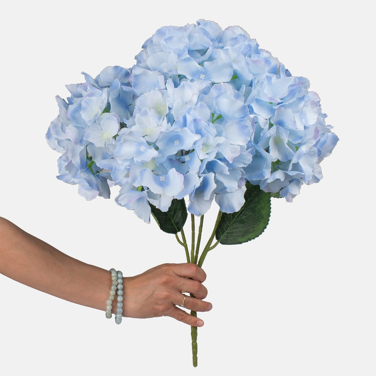 Vaaleansininen hortensia tekokukkakimppu 50 cm - Tekokukat