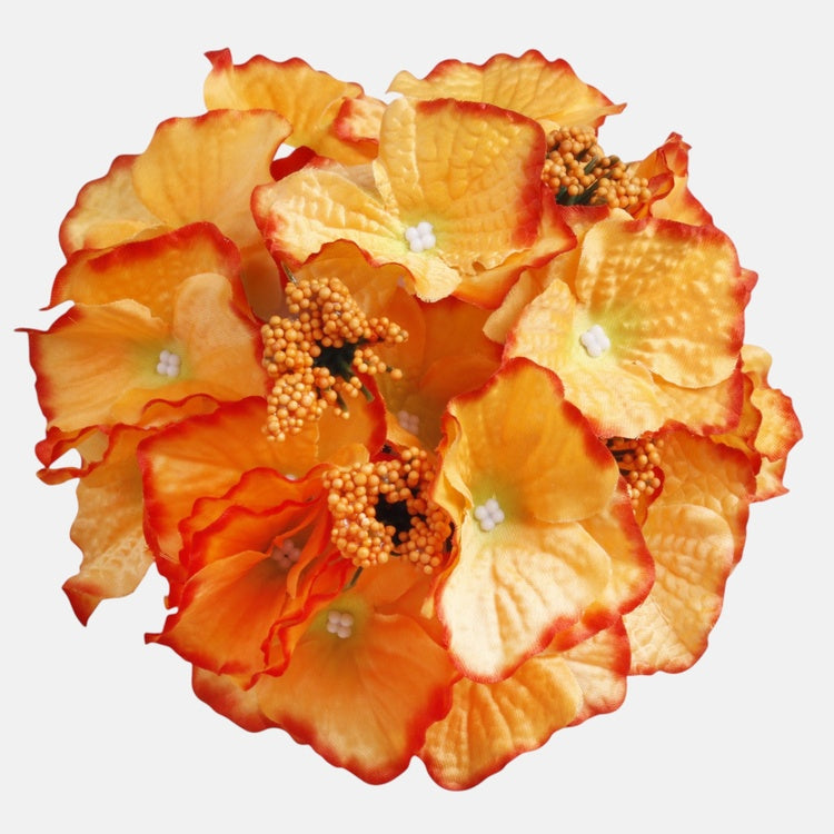 Oranssi hortensia tekokukkapää Ø16 cm - Tekokukat