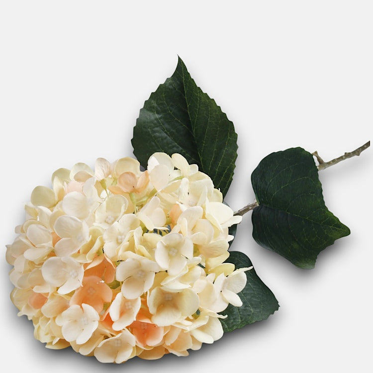Vaaleankeltainen-persikanvärinen tekohortensia 88 cm - Tekokukat