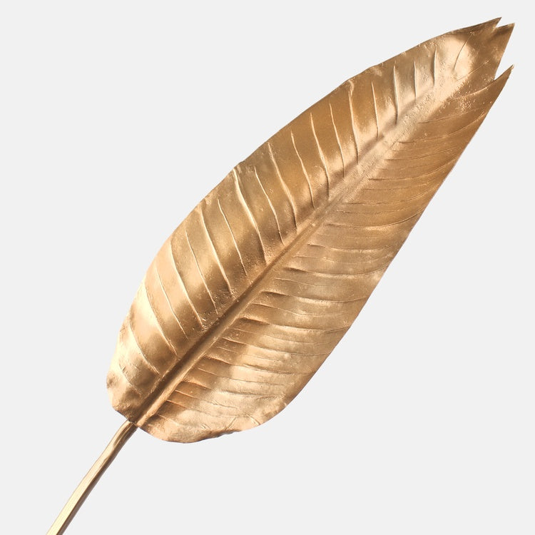 Kultainen metallinhohtoinen banaanipuun tekolehti 100 cm - Tekokukat