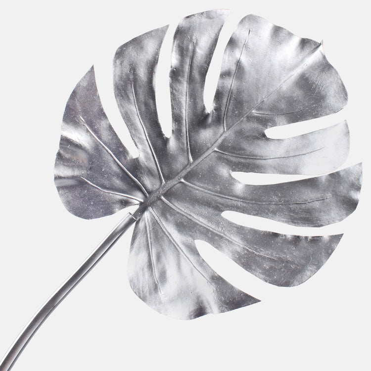 Hopeanvärinen monstera tekolehti 80 cm - Tekokukat