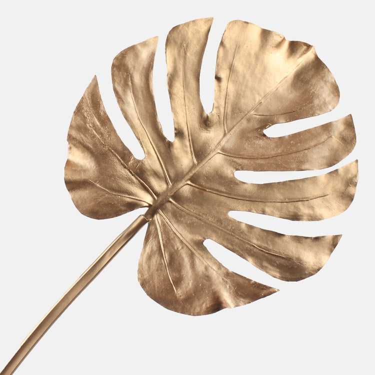Kullanvärinen metallinen monstera-lehtioksа 80 cm - Tekokukat