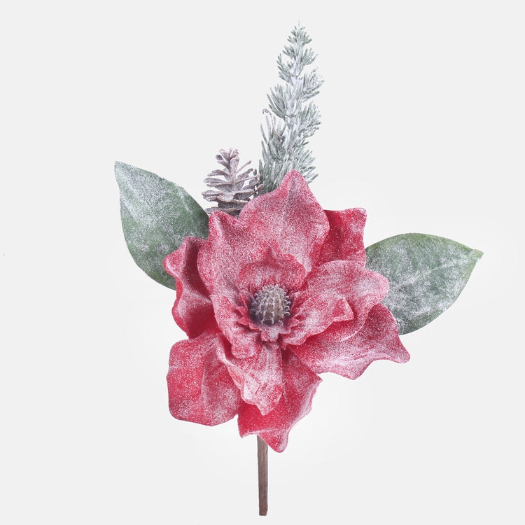 Huurremagnolia tekokukka punainen 36 cm - Tekokukat