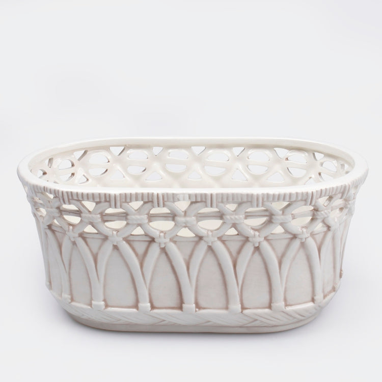 Ovaalne valge keraamiline lillepott 24,5 cm - Kunstlilled