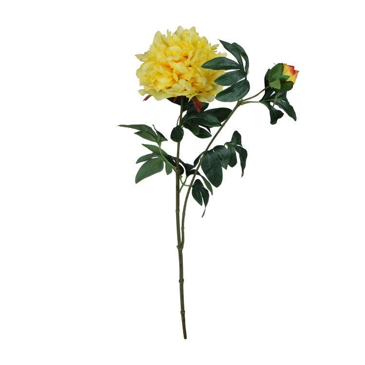 Keltainen pioni tekokukka 65 cm - Tekokukat