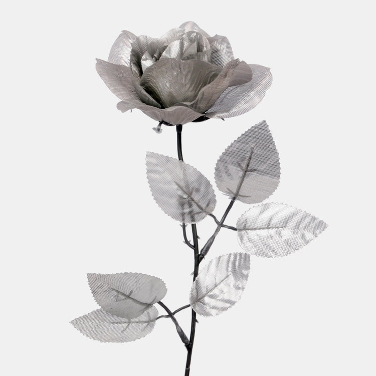 Hõbedase värvi läikiv kunstroos 52 cm - Kunstlilled
