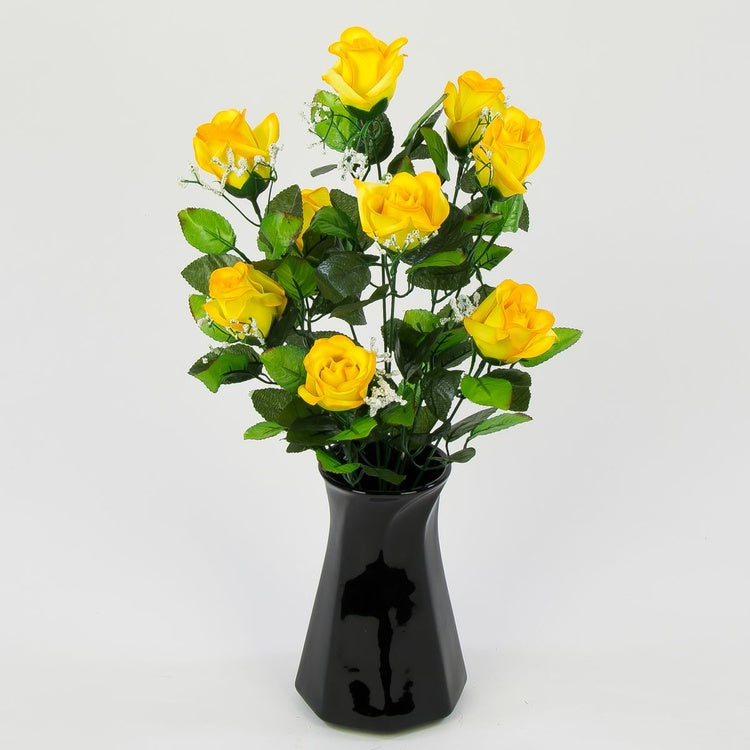 Neonkeltainen ruusu tekokimppu 51 cm - Tekokukat