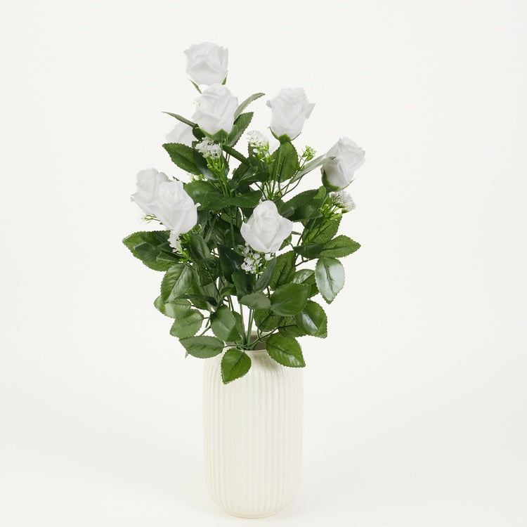 Valkoinen ruusukimppu 51 cm - Tekokukat