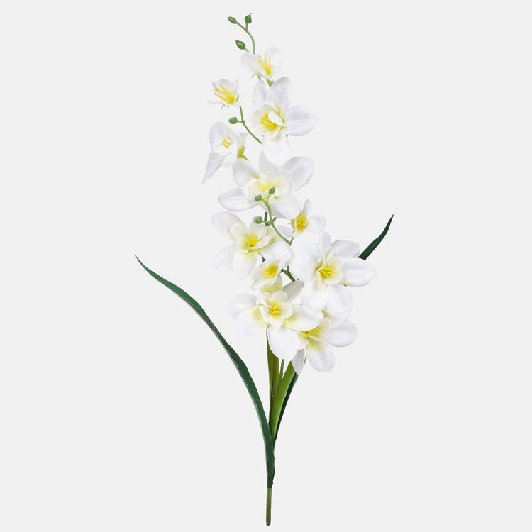 Valkoinen satiiniorkidea tekokukka 50 cm - Tekokukat