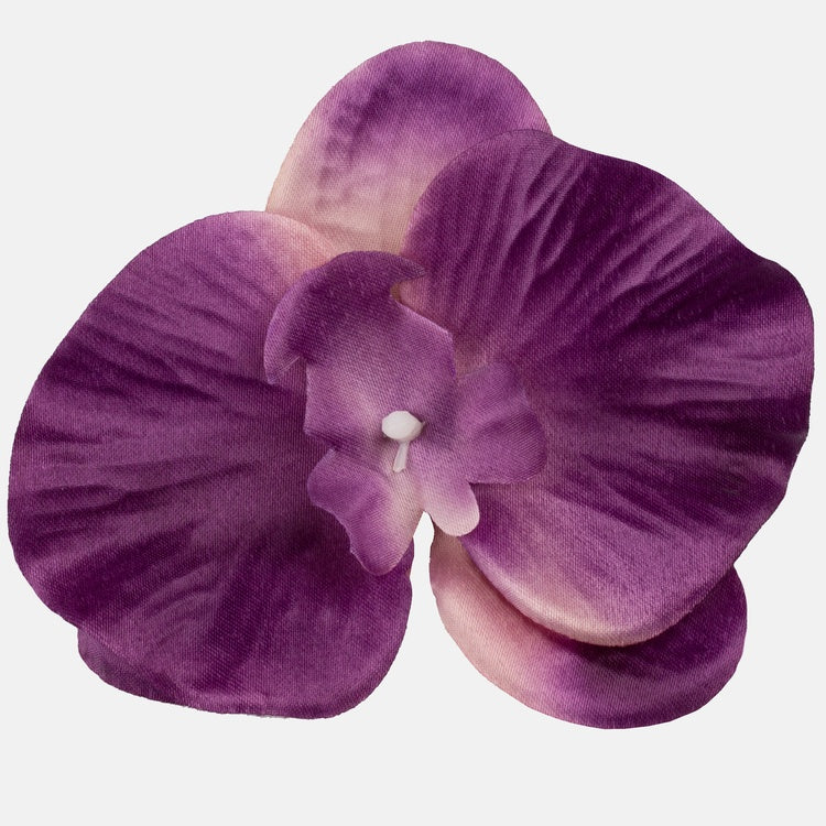 Tummanvioletti satiini orkidea tekokukkapää Ø12 cm - Tekokukat