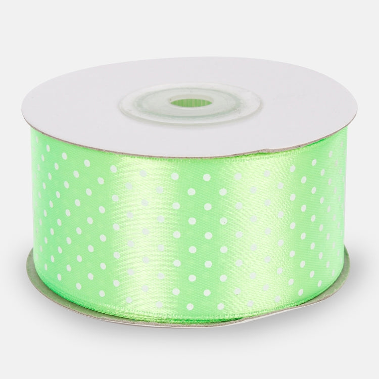 Omenanvihreä pilkullinen satiininauha 3.8 cm 2286 cm - Tekokukat