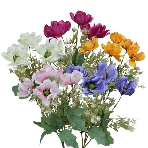 Anemone tekokukkakimppu satunnainen väri 31 cm - Tekokukat