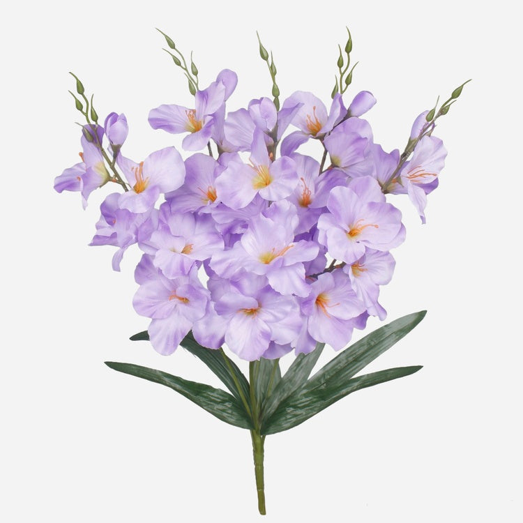 Liilanvärinen gladiolus tekokukkakimppu 60 cm - Tekokukat