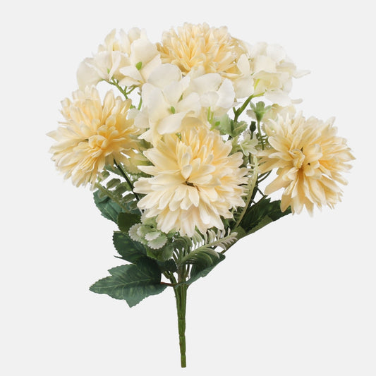 Tekokukkakimppu hortensia ja krysanteemi satunnainen väri 31 cm - Tekokukat