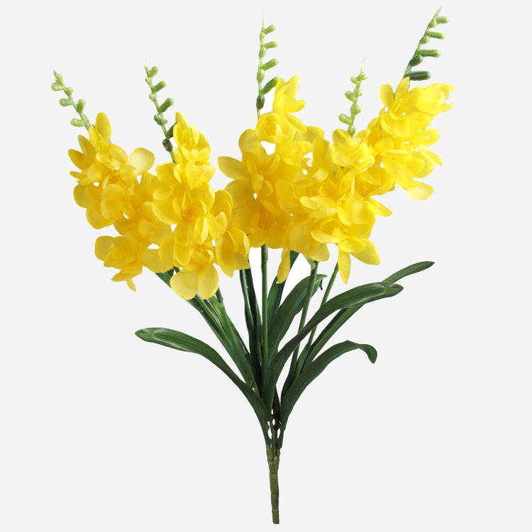 Keltainen freesia tekokukkakimppu 51 cm - Tekokukat