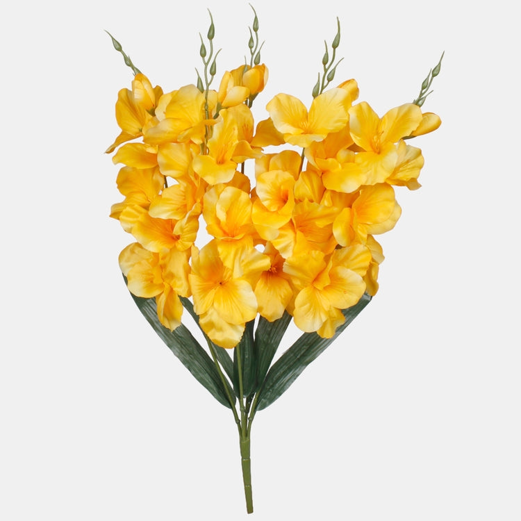 Keltainen gladiolus tekokukkakimppu 60 cm - Tekokukat