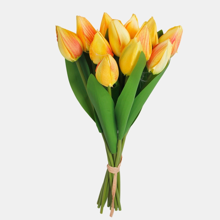 Keltainen tulppaani tekokukkakimppu 35 cm - Tekokukat