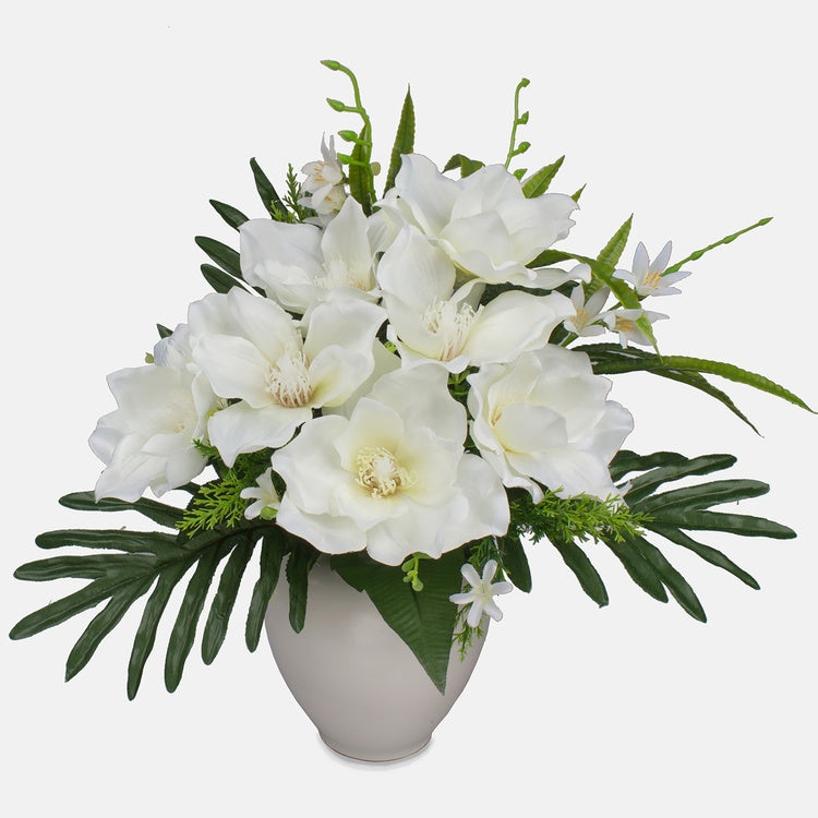 Kermanvärinen magnolia tekokukkakimppu 43 cm - Tekokukat