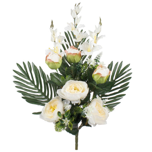Kermanvärinen pioni-gladiolus tekokukkakimppu 60 cm - Tekokukat