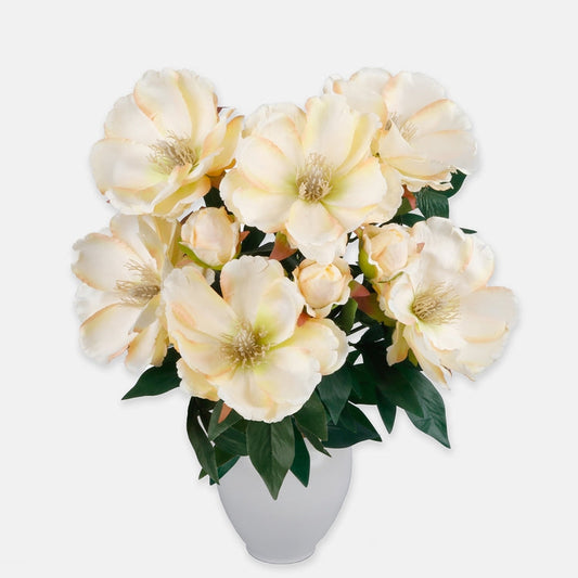 Magnolia tekokukkakimppu kermanvärinen-vaaleanpunainen 57 cm - Tekokukat