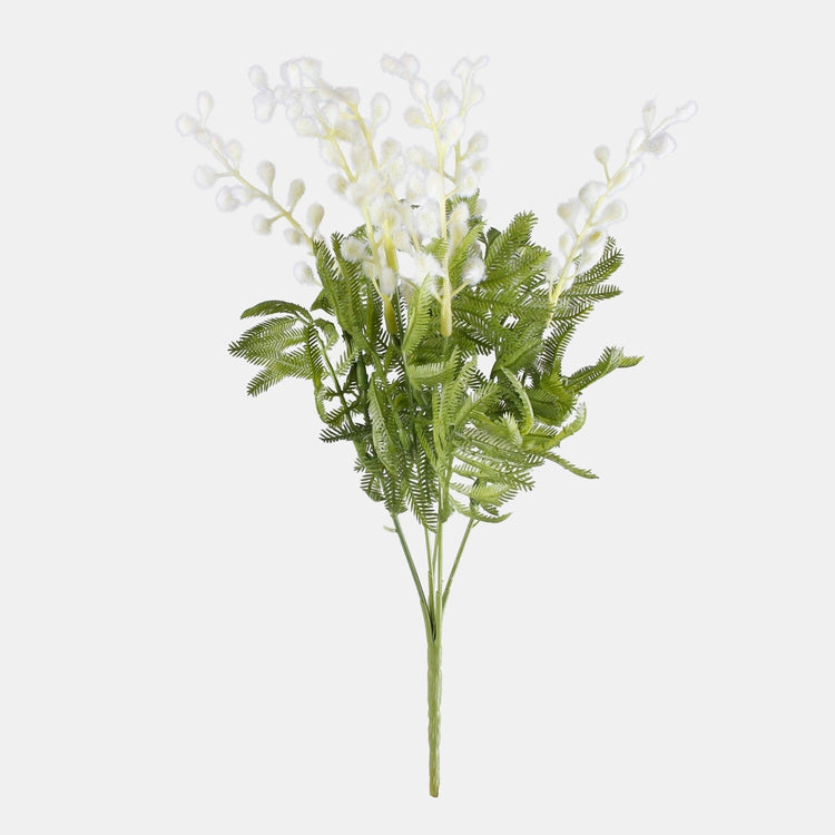 Valkoinen mimosa tekokukkakimppu 36 cm - Tekokukat