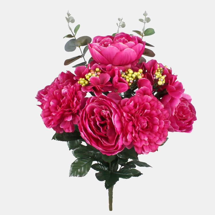 Pojengi-daalia-hortensia kunstlillekimp juhuslikku värvi 55 cm - Kunstlilled
