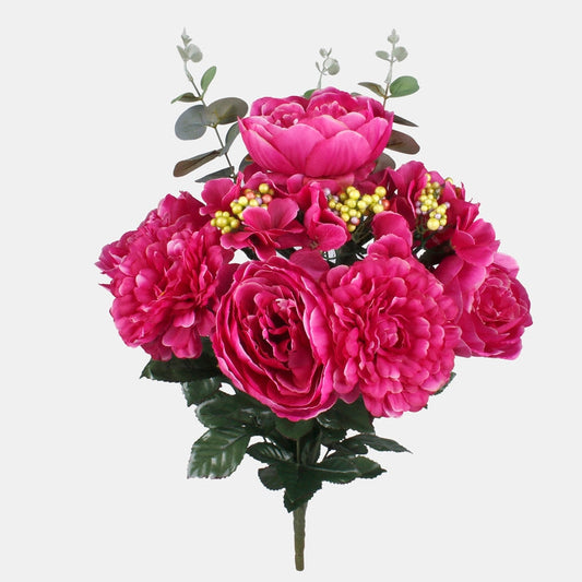 Pojengi-daalia-hortensia kunstlillekimp juhuslikku värvi 55 cm - Kunstlilled