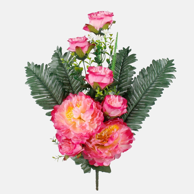 Pioni-ruusu tekokukkakimppu satunnainen väri 54 cm - Tekokukat