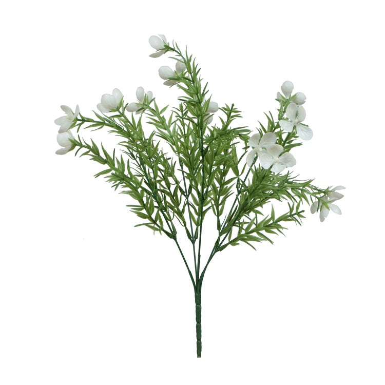 Valkoinen rosmariini tekokukkakimppu 37 cm - Tekokukat