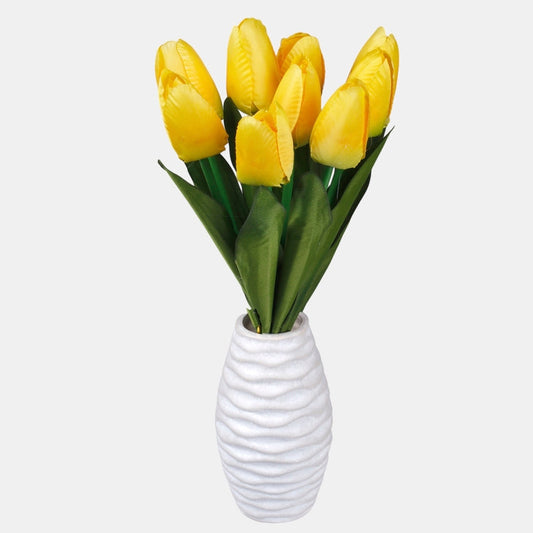 Keltainen tulppaani tekokukkakimppu 38 cm - Tekokukat