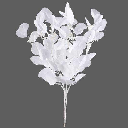 Valkoinen eukalyptus tekokukkakimppu 50 cm - Tekokukat