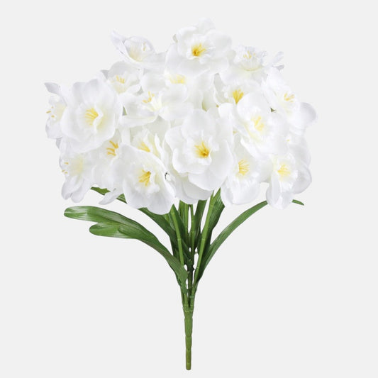 Valkoinen narsissi tekokukkakimppu 42 cm - Tekokukat