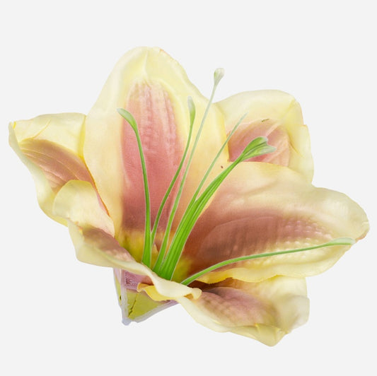 Satiinmarüllist kunstlillepea helekollane-lilla 12 cm - Kunstlilled