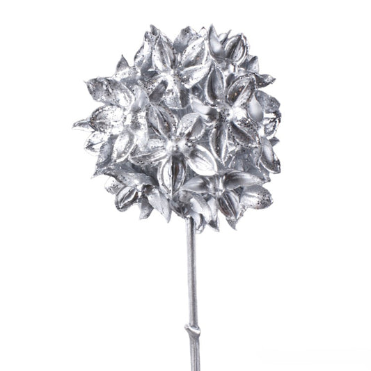 Hõbedase värvi metallist lillevars 65 cm - Kunstlilled
